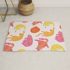 Sleepy Cozy Kitty Cats in Orange & Peach Rug Gallery Image 1