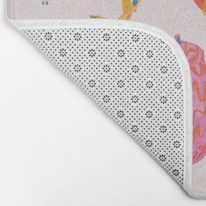 Sleepy Cozy Kitty Cats in Orange & Peach Bath Mat Gallery Image 2