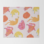 Sleepy Cozy Kitty Cats in Orange & Peach Throw Blanket Gallery Image 2