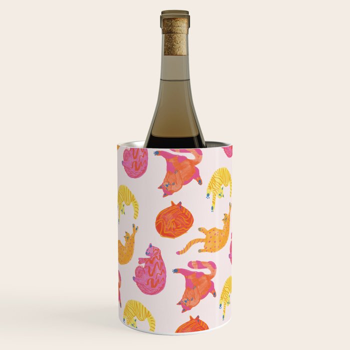 Sleepy Cozy Kitty Cats in Orange & Peach Wine Chiller Gallery Image 1