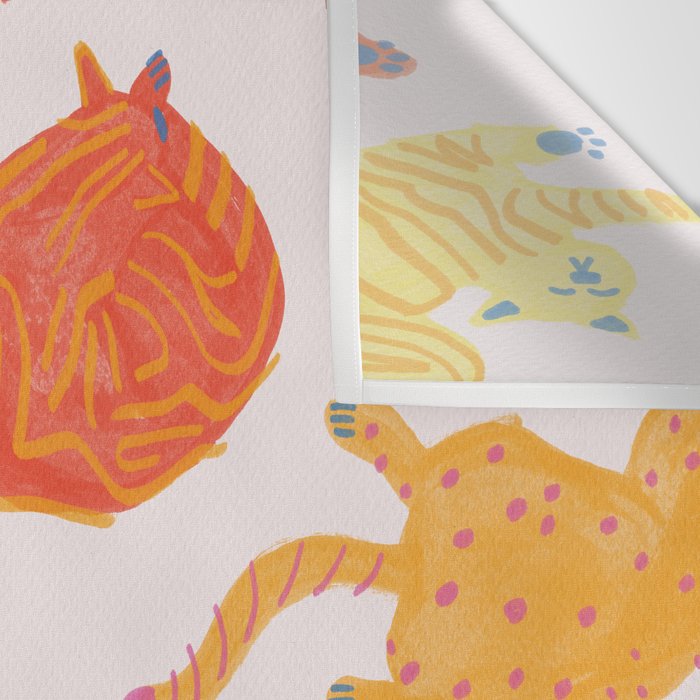 Sleepy Cozy Kitty Cats in Orange & Peach Wall Tapestry Gallery Image 3