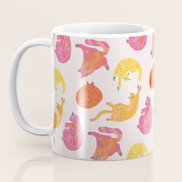 Sleepy Cozy Kitty Cats in Orange & Peach Coffee Mug Gallery Image 3