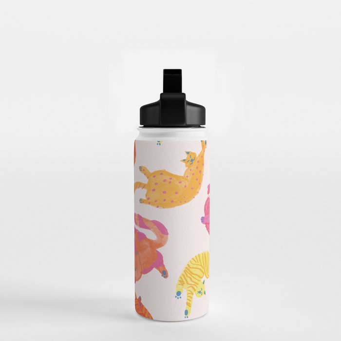 Sleepy Cozy Kitty Cats in Orange & Peach Water Bottle Gallery Image 2