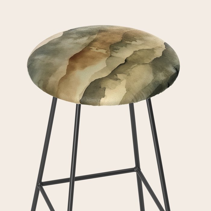 Misty Mountains Watercolor Landscape Stool Gallery Image 2