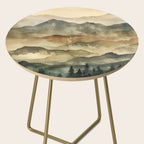 Misty Mountains Watercolor Landscape Side Table Gallery Image 2
