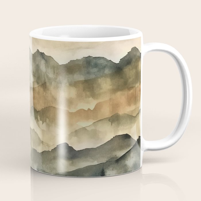 Misty Mountains Watercolor Landscape Coffee Mug Gallery Image 1