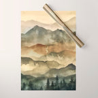Misty Mountains Watercolor Landscape Wrapping Paper Gallery Image 1