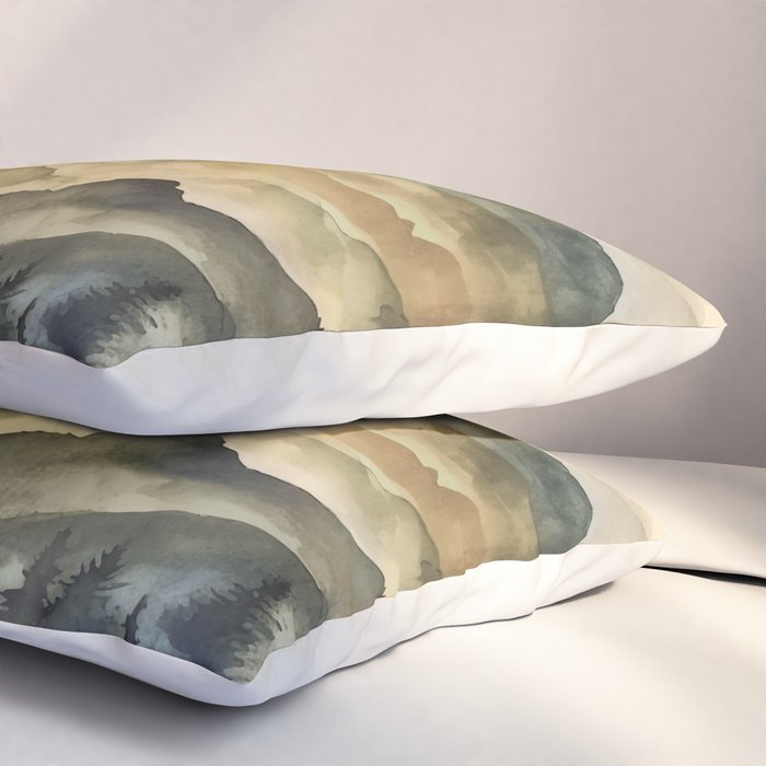 Misty Mountains Watercolor Landscape Pillow Sham Gallery Image 3