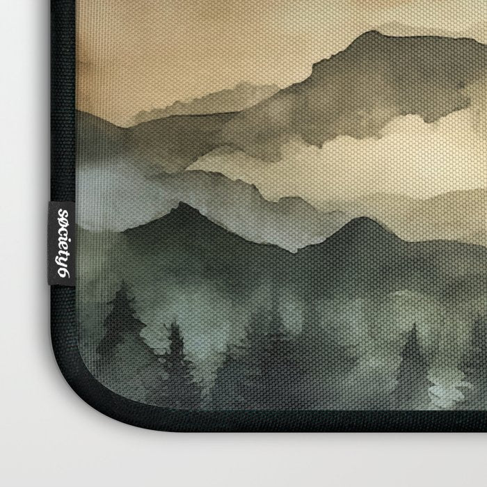 Misty Mountains Watercolor Landscape Laptop Sleeve Gallery Image 3