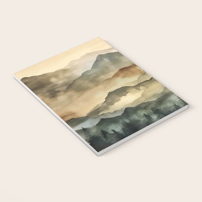 Misty Mountains Watercolor Landscape Notebook Gallery Image 3