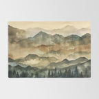 Misty Mountains Watercolor Landscape Rug Gallery Image 2
