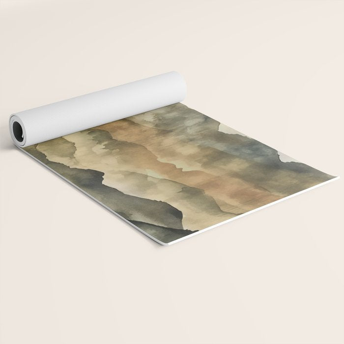 Misty Mountains Watercolor Landscape Yoga Mat Gallery Image 2