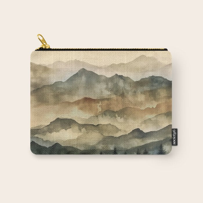 Misty Mountains Watercolor Landscape Carry All Pouch Gallery Image 1