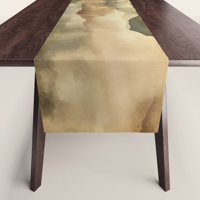 Misty Mountains Watercolor Landscape Table Runner Gallery Image 1