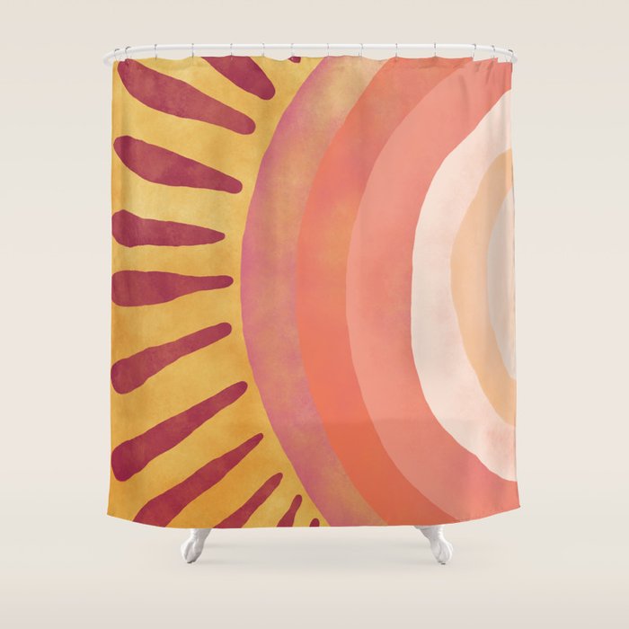 Modern Art Print - Watercolor Sun #1 Shower Curtain Gallery Image 1