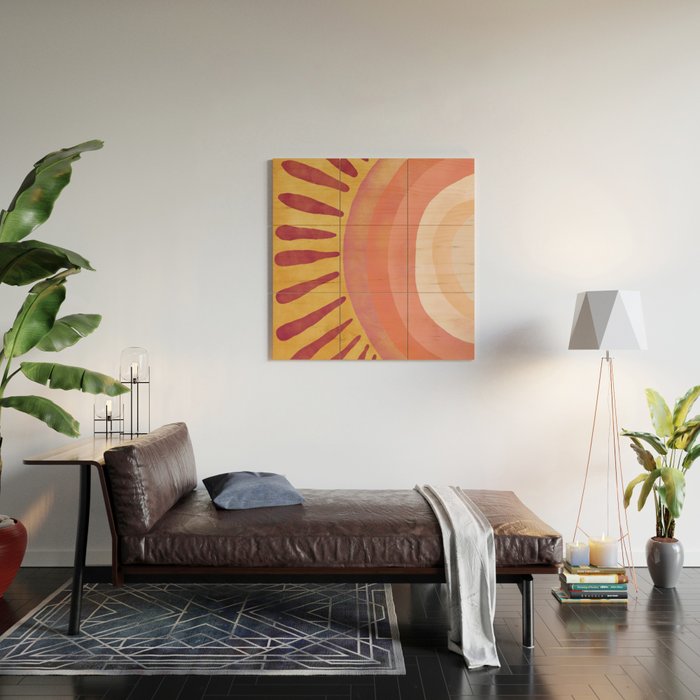 Modern Art Print - Watercolor Sun #1 Wood Wall Art Gallery Image 2