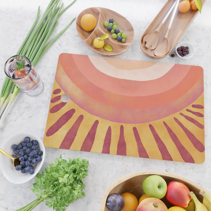 Modern Art Print - Watercolor Sun #1 Cutting Board Gallery Image 2