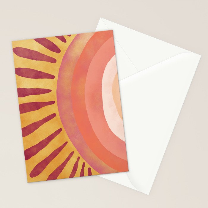 Modern Art Print - Watercolor Sun #1 Stationery Card Gallery Image 2