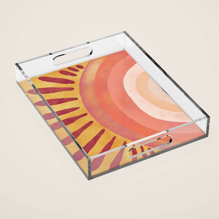 Modern Art Print - Watercolor Sun #1 Acrylic Tray Gallery Image 1