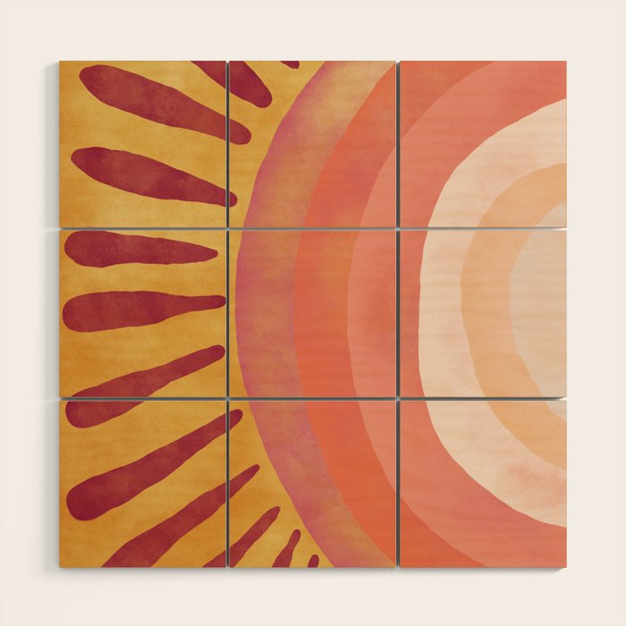 Modern Art Print - Watercolor Sun #1 Wood Wall Art Gallery Image 1