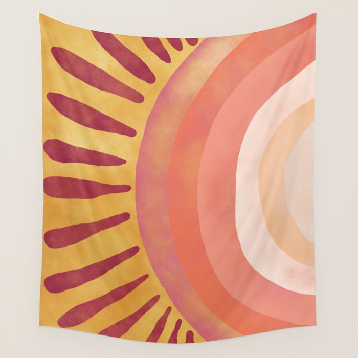 Modern Art Print - Watercolor Sun #1 Wall Tapestry Gallery Image 1