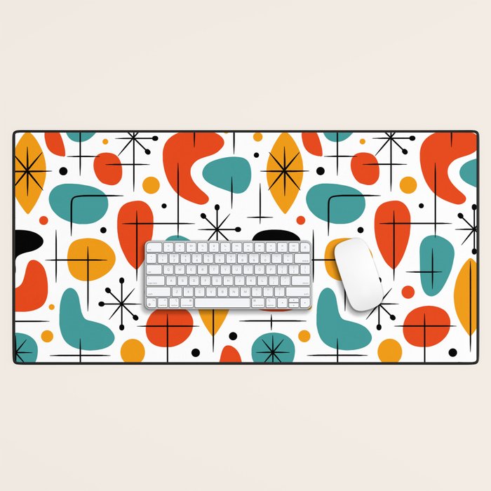 Retro Mid Century Modern Atomic Starburst Pattern Desk Mat Gallery Image 1