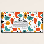 Retro Mid Century Modern Atomic Starburst Pattern Desk Mat Gallery Image 1