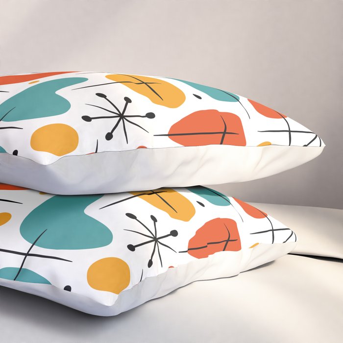Retro Mid Century Modern Atomic Starburst Pattern Pillow Sham Gallery Image 3