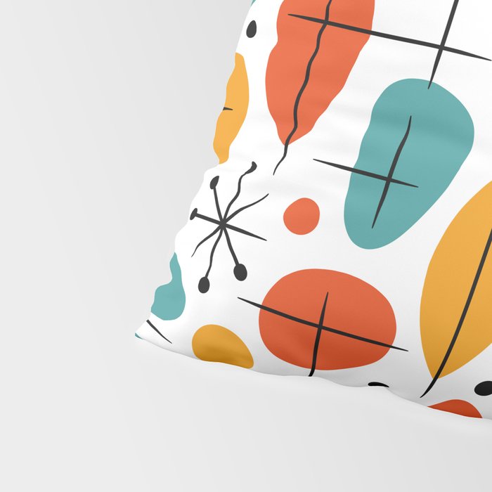 Retro Mid Century Modern Atomic Starburst Pattern Pillow Sham Gallery Image 4