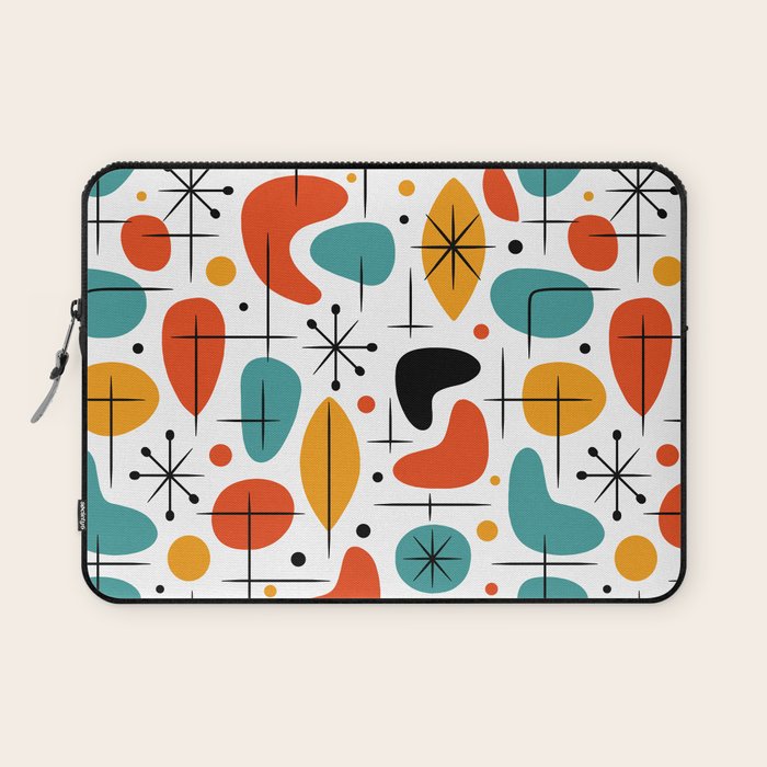 Retro Mid Century Modern Atomic Starburst Pattern Laptop Sleeve Gallery Image 1