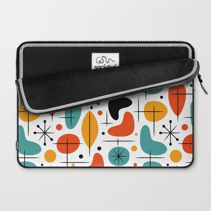 Retro Mid Century Modern Atomic Starburst Pattern Laptop Sleeve Gallery Image 2