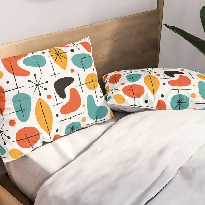 Retro Mid Century Modern Atomic Starburst Pattern Pillow Sham Gallery Image 2