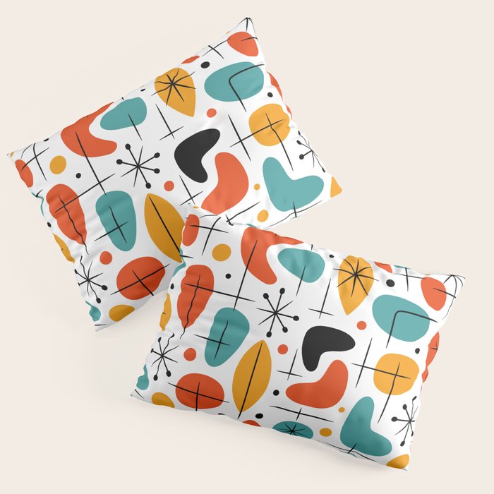 Retro Mid Century Modern Atomic Starburst Pattern Pillow Sham Gallery Image 3