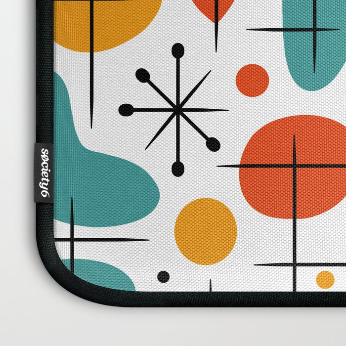Retro Mid Century Modern Atomic Starburst Pattern Laptop Sleeve Gallery Image 3