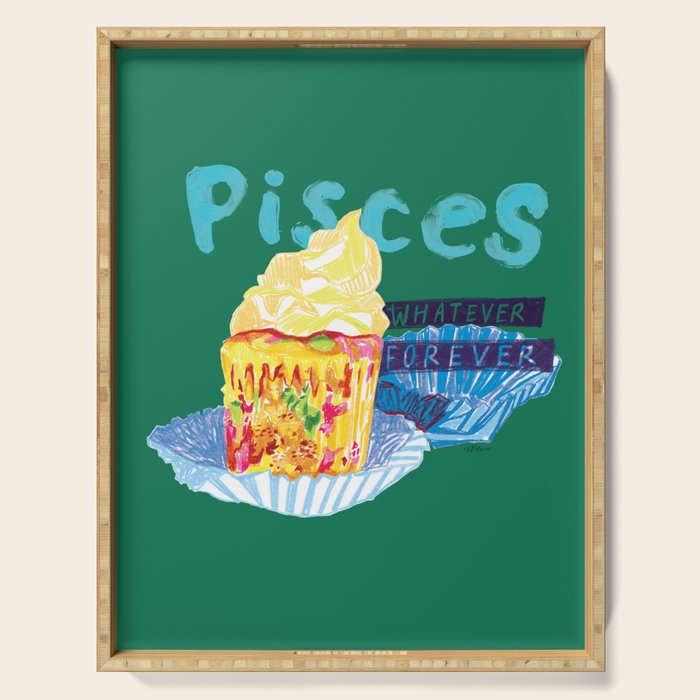 Pisces Chill Vibes in Chive Green | Zodiac Series  Serving Tray Gallery Image 1