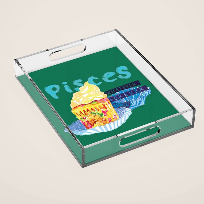 Pisces Chill Vibes in Chive Green | Zodiac Series  Acrylic Tray Gallery Image 1