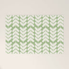 Leaves and Stems Chunky Knit Botanical Pattern in Light Sage Green and Cream Welcome Mat Gallery Image 1