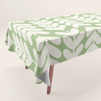 Leaves and Stems Chunky Knit Botanical Pattern in Light Sage Green and Cream Tablecloth Gallery Image 1
