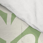 Leaves and Stems Chunky Knit Botanical Pattern in Light Sage Green and Cream Comforter Gallery Image 4