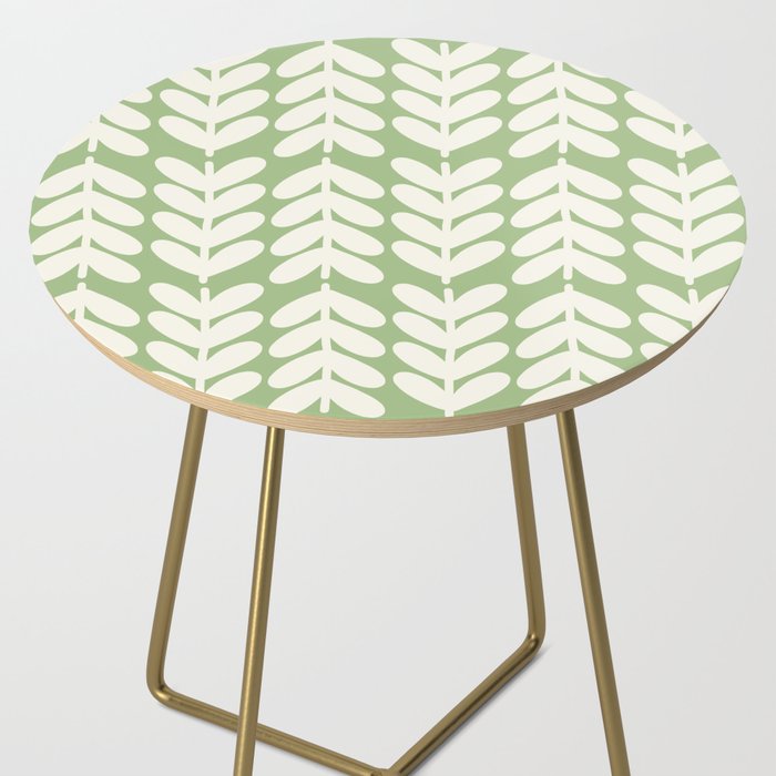 Leaves and Stems Chunky Knit Botanical Pattern in Light Sage Green and Cream Side Table Gallery Image 2