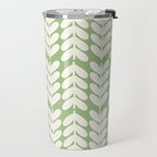 Leaves and Stems Chunky Knit Botanical Pattern in Light Sage Green and Cream Travel Mug Gallery Image 2