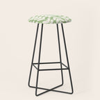 Leaves and Stems Chunky Knit Botanical Pattern in Light Sage Green and Cream Stool Gallery Image 1
