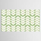 Leaves and Stems Chunky Knit Botanical Pattern in Light Sage Green and Cream Tablecloth Gallery Image 2