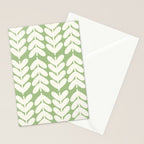 Leaves and Stems Chunky Knit Botanical Pattern in Light Sage Green and Cream Stationery Card Gallery Image 2