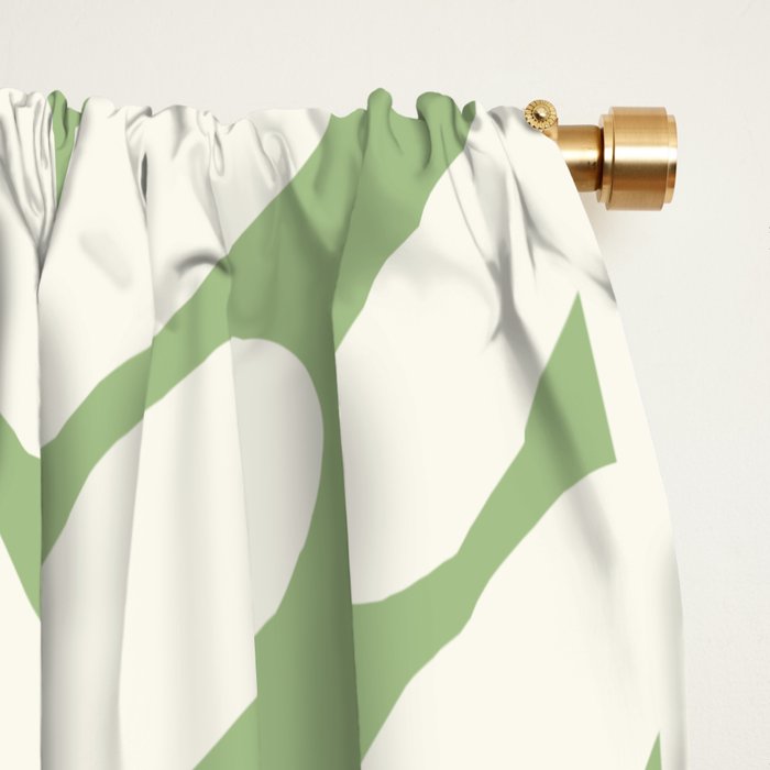Leaves and Stems Chunky Knit Botanical Pattern in Light Sage Green and Cream Window Curtain Gallery Image 2