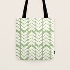 Leaves and Stems Chunky Knit Botanical Pattern in Light Sage Green and Cream Tote Bag Gallery Image 1