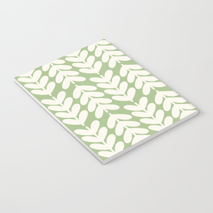 Leaves and Stems Chunky Knit Botanical Pattern in Light Sage Green and Cream Notebook Gallery Image 3