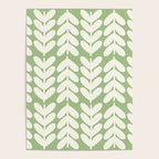Leaves and Stems Chunky Knit Botanical Pattern in Light Sage Green and Cream Poster Gallery Image 4