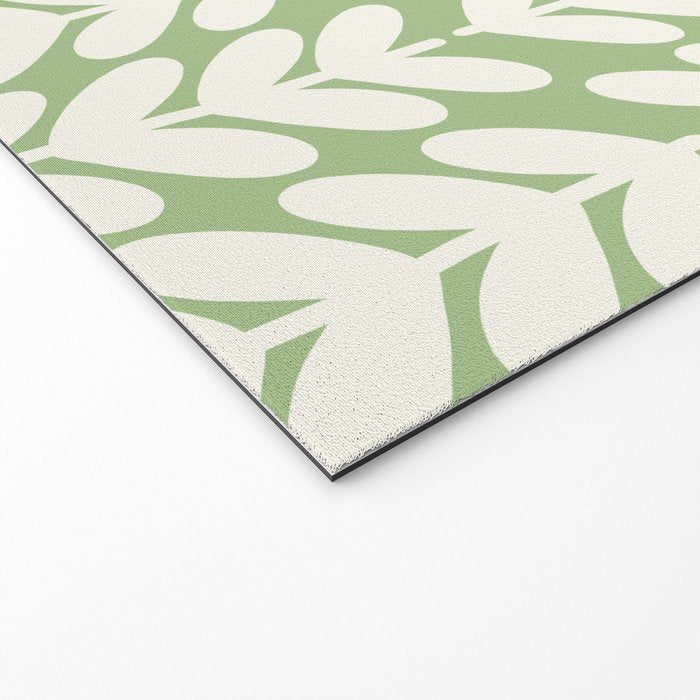 Leaves and Stems Chunky Knit Botanical Pattern in Light Sage Green and Cream Welcome Mat Gallery Image 2