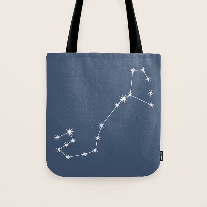 Scorpio Zodiac Star Constellation Line Art Neutral Blue Tote Bag Gallery Image 1